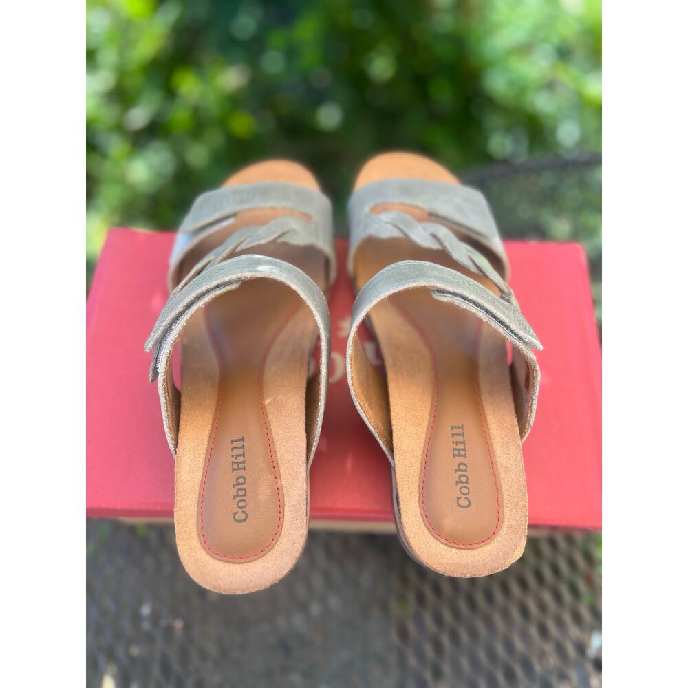 Cobb Hill May Sage Green Slides Womens Cork Footbed Leather Sz 7 NEW! - Picture 5 of 8